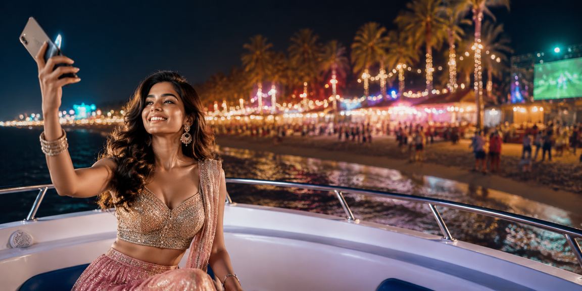 Indian woman playing Teen Patti at night in a stylish setting